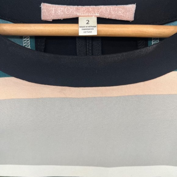 Anthropologie Troubadour Blouse Womens Multicolor Stripe 3/4 Sleeve Top Size 2 - Picture 4 of 10